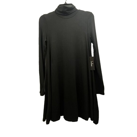 Lulus NWT  Black Long Sleeves Lined Black Flare Dress Rayon Size M - Picture 10 of 12